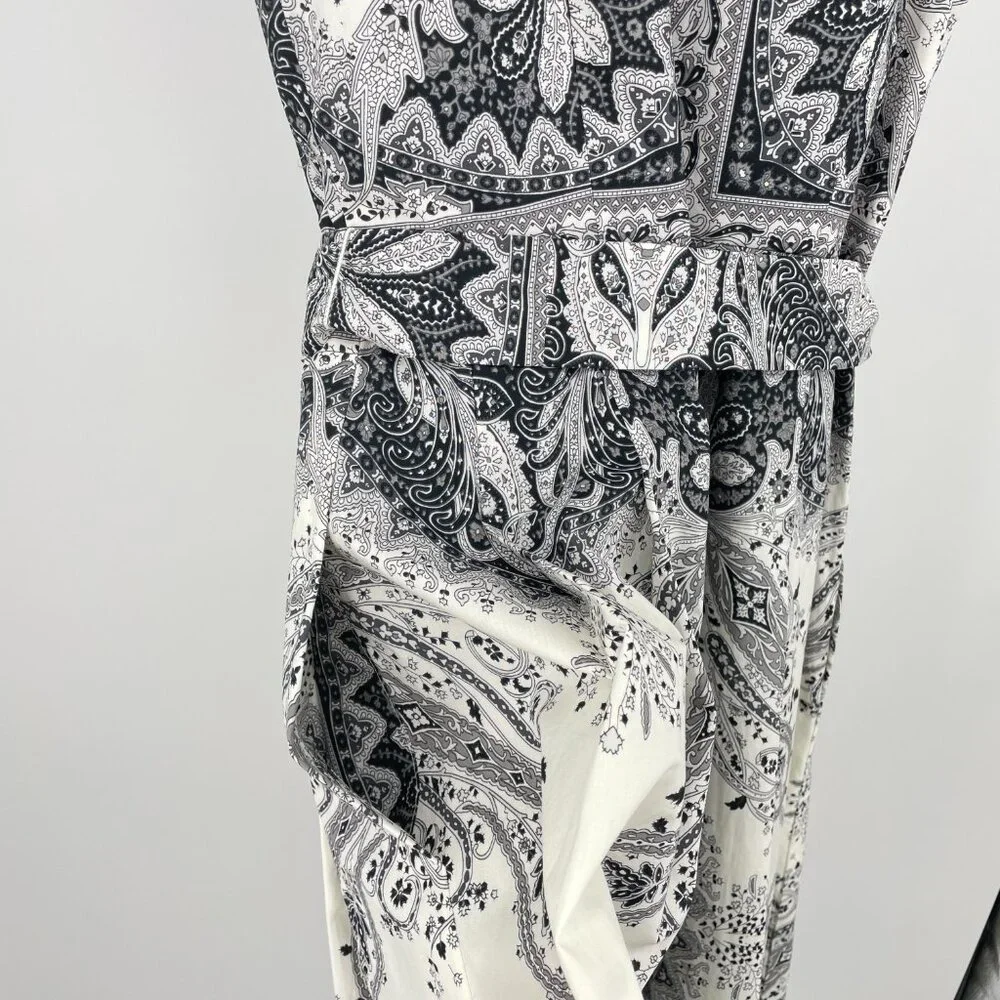Talbots PR Sample Shirt Dress 4 (Fits 6) Black White Paisley Cotton Sleeveless - Picture 8 of 10